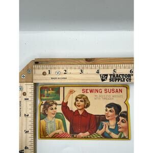 Vintage Sewing Susan Needle Booklet 70 Gold Eye Needles Retro Craft Collectible
